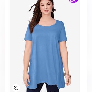 Roaman’s PLUS Scoopneck Swing Ultimate Cotton Tunic in Horizon Blue PLUS SZ  1X